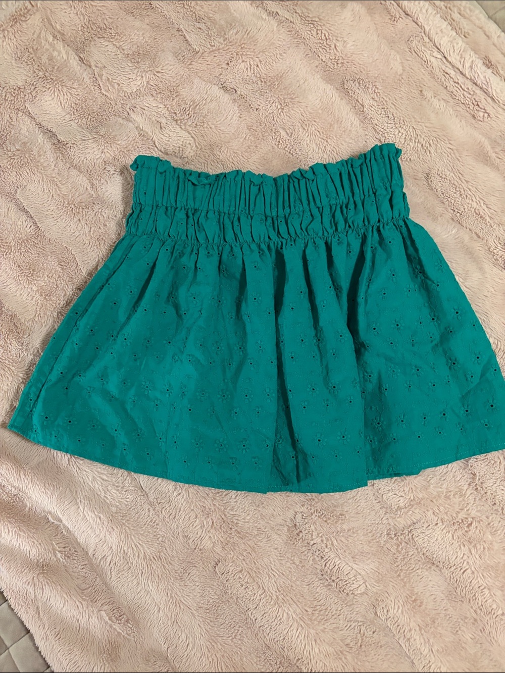 Copper Key Teal Eyelet Smocked Waist Skirt